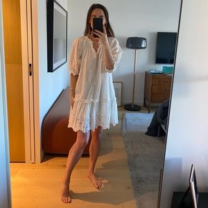 Cleobella White Cotton Embroidered Dress